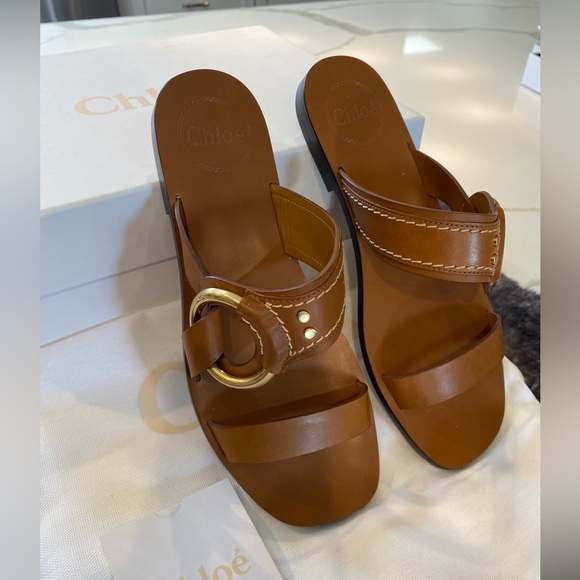 Chloe size 7.5 cognac brown sandals - Picture 2 of 6